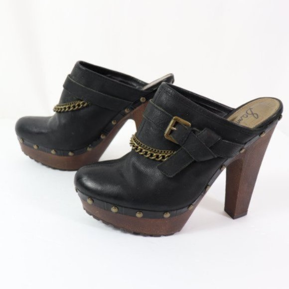 SAM EDELMAN FLAIR Chain Detail Strap Buckle LEATHER Clogs - Picture 5 of 10